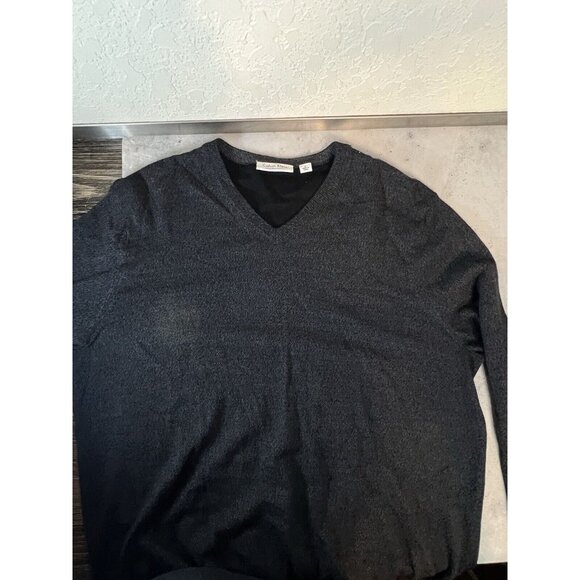 Calvin Klein Mens Merino Wool V Neck Sweater Gray Heather L - Picture 10 of 13